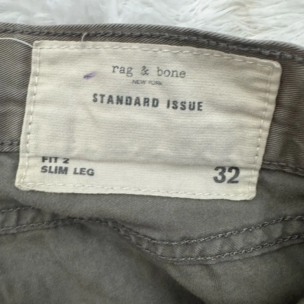 Rag & Bone Standard Issue Fit 2 Slim Leg Jeans Distressed Pants Khaki Gray - Picture 8 of 11